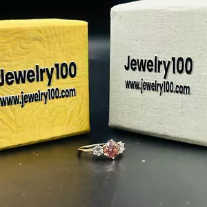 3-Stone Lab Diamond Ring 14K Rose Gold | Elegant Sustainable Jewelry for Women. - Picture 1 of 9