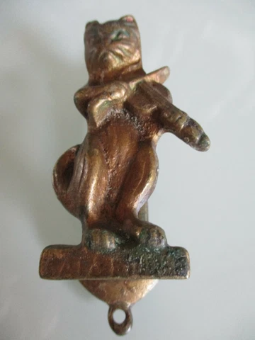 Vintage solid brass Cat and fiddle door knocker Cover