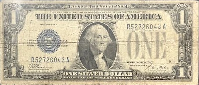 $1 Dollar Silver Certificate Funny Back Note 1928 A R52726043A - Image 1 of 4