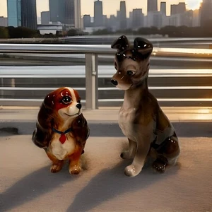 Vintage DISNEY Lady and The Tramp Figurines 6" and 4" Dogs - Picture 1 of 5