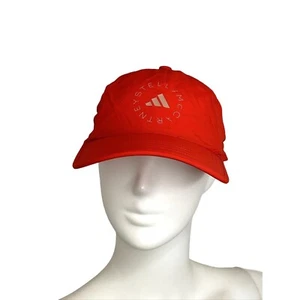 Adidas x Stella McCartney rot Baseball Cap Logo Kordelzug Reißverschlusstasche Schweißband - Bild 1 von 15