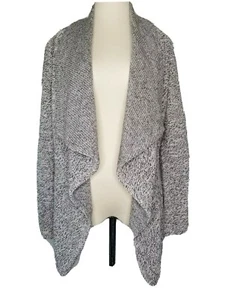 BNCI Open Draped Cardigan Sweater Medium Gray Knit Jacket Tunic Blanc Noir - Picture 1 of 10