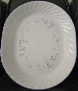 Vintage Corelle English Meadow Oval Platter 12” X 10” Swirl Edge / Floral Plate - Picture 1 of 3