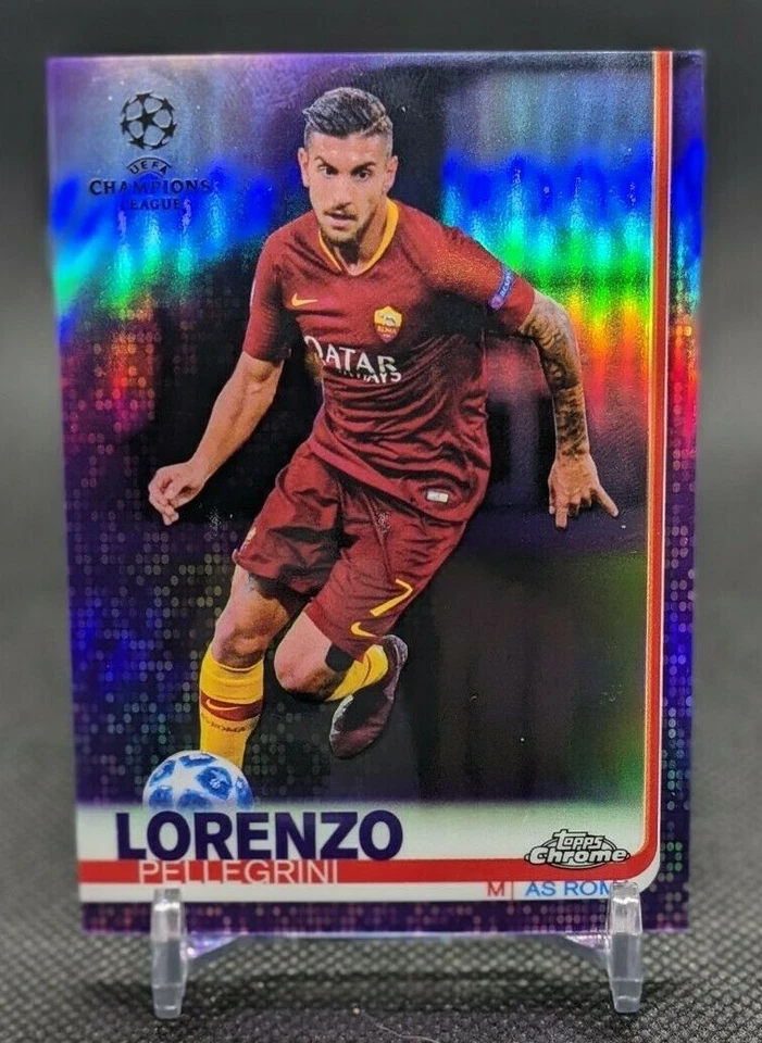 2018-19 Topps Chrome UCL Lorenzo Pellegrini /250 Purple Refractor #17 AS Roma - Image 1 of 2