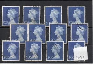 GB - Venta al por mayor - Máquina de altos valores (471) 50p azul - 12 sellos - cancelaciones finas - Imagen 1 de 1