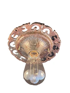 1920-30s Virden hammered cast Iron flush mount fixture #2 - Picture 1 of 7