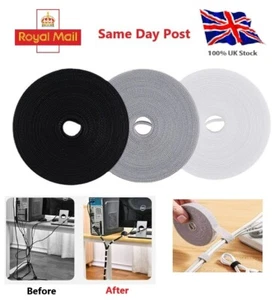 5 m Kabelmanagementband Schnurverschlussband Binder ordentlich wiederverwendbar - weiß/grau/schwarz - Bild 1 von 11