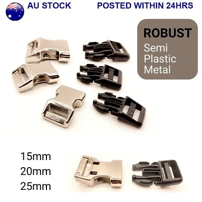 15/20/25mm Robust Semi Plastic Metal Silver Quick Release Buckle Clip Fastener - image 1 of 4