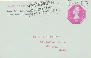 GB 9.9.1973 Machin 2 1/2 P postal stationery pc Last Day of 2 1/2 P 2nd class - Picture 1 of 1