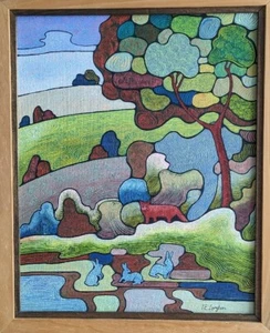 Unique Artwork By Isobel Langton Impressionist Oil Painting Fox And Rabbit - Picture 1 of 9