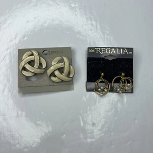 Lote Pendientes Retro Perforados Perlas Beige Esmalte Oro A Granel Regalia De Colección - Imagen 1 de 4