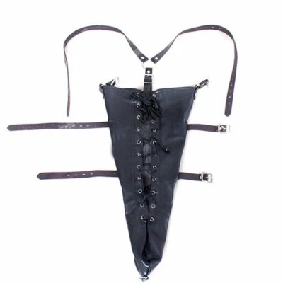 Faux Leather Single Glove Over Shoulder Bondage Arm Binder Monoglove Lace Style - Image 1 of 4