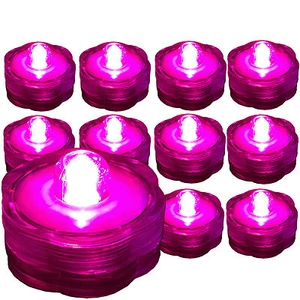 PINK Submersible Waterproof Underwater Wedding Battery LED Tea Light 10 Pack - Picture 1 of 6