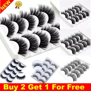 Juego de 5 pares de pestañas postizas largas gruesas naturales pestañas postizas maquillaje visón Reino Unido - Imagen 1 de 41
