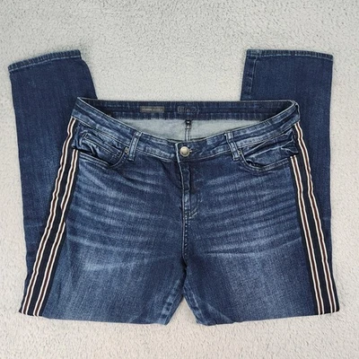 Kut From The Kloth Catherine Jeans Womens 14 Ankle Straight Leg Stripe Denim - Image 1 of 4