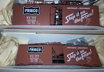 Intermountain 1937 A.A.R. Frisco Boxcar Pair W Corner  2 Rail 3 Kit Nos Detail - Image 1 of 3