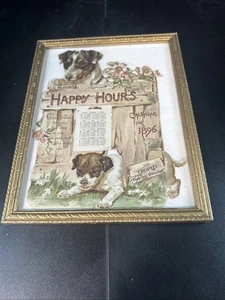 Vintage gerahmter Happy Hours 1896 Kalender PG Scadden Trophäe Backpulver - Bild 1 von 7