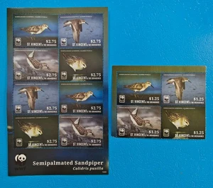 ST VINCENT GRENADINEN 2014 WWF SANDPIPER 4v Block + 8v Bogen - Vogel Briefmarken postfrisch - Bild 1 von 1
