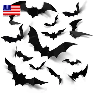 120 Stück Fledermäuse Halloween Deko, 3D Halloween Fledermäuse Wandtattoo, 4 Größen Fledermäuse für - Bild 1 von 7