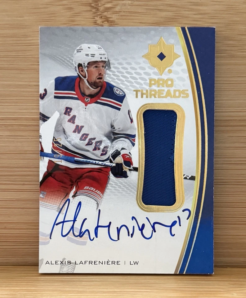 2021-22 Upper Deck Ultimate Alexis Lafreniere Pro Threads Auto Patch /25 - Image 1 of 2