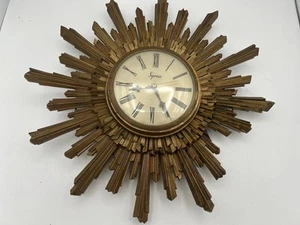 Vtg MCM Syroco 16"  Starburst Clock Working Flaws - Picture 1 of 6