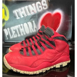 Air Jordan 10 Retro Bulls over Broadway Red Leather Basketball Sneakers Mens 8 - Picture 1 of 8