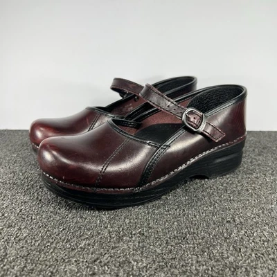 Dansko Marcelle Mary Janes 女式 38 一脚蹬勃艮第护理木屐专业 — 第 1/4 张图片