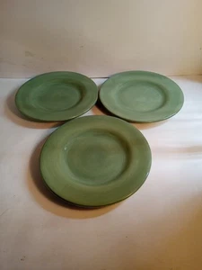 Set Of 3 Tabletops Unlimited Espana Sage Green Hand Painted Dessert/Salad Plates - Picture 1 of 4