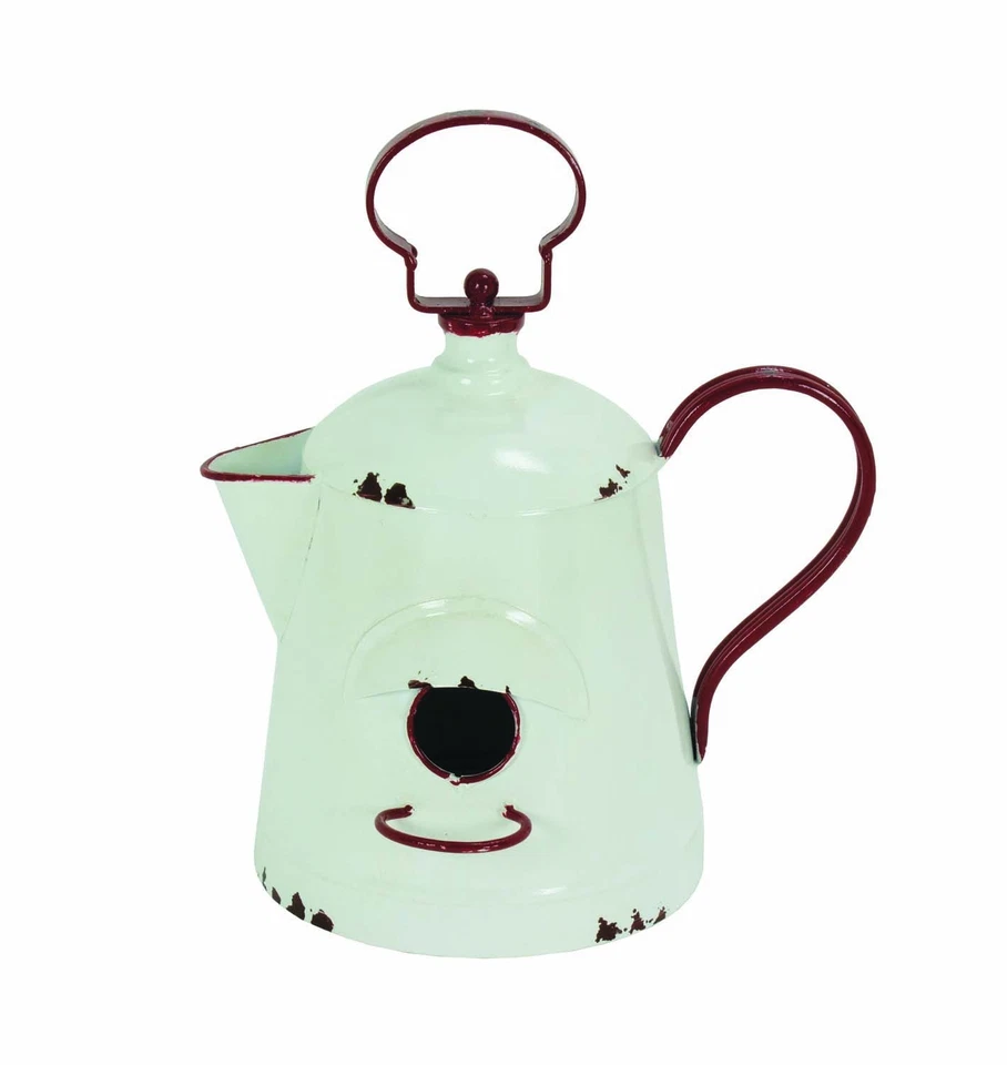 Tetera fogata de metal cafetera casa para pájaros casa para pájaros decoración exterior Foto 1 de 1