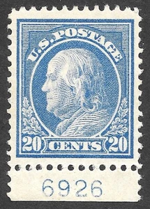 MH Scott #419 * Franklin 20c Platte Einzelbriefmarke, CV 190 $ - Bild 1 von 3