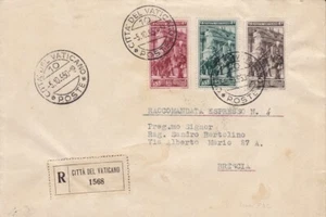 1950 Vaticano n. 140/142 la serie su Raccomandata viaggiata - Bild 1 von 1