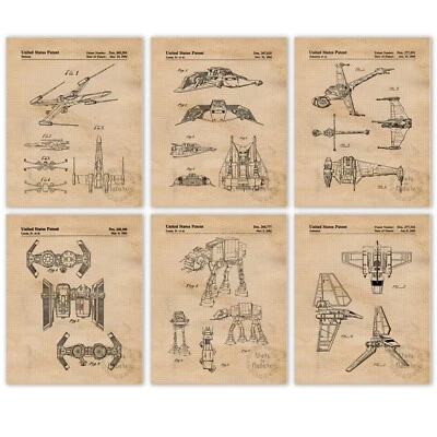 Classic Sci-Fi Vessels Patent Prints 6 (8x10) for Home Star Wars Work Office Fan - Image 1 of 4