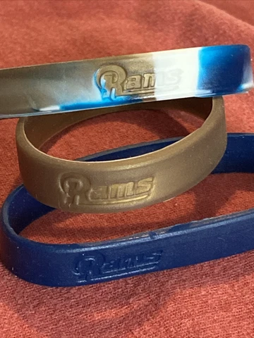 NFL Los Angeles Rams Wrist Bands Baller  Bracelets 3 Pack New! SUPER BOWL BOUND Cover