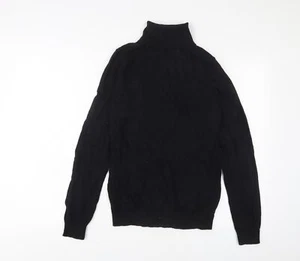 New Look Mens Black Roll Neck Cotton Pullover Jumper Size S Long Sleeve - Picture 1 of 10