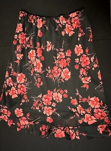 Maxi Falda 18W Negra Roja Floral En Capas Forrada 100% Poliéster Volantes Dobladillo - Imagen 1 de 4