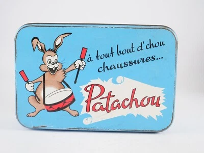 Boîte en métal vide chaussures PATACHOU ancienne 20,5 x13,5 x 8 cm en tôle - Photo 1/4