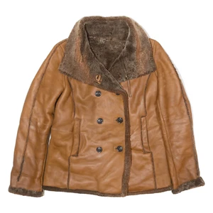 WINDSOR Womens Overcoat Coat Brown Shearling S - Picture 1 of 6