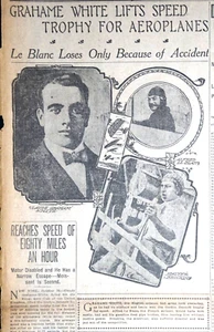 1910 Front Page - Claude Grahame-White Wins Gordon Bennett Aviation Cup - Picture 1 of 2