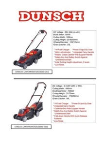 DUNSCH Cordless Lawn Mover ( Model : DU10020-32 C1 ) OR( Model : DU10040-44 B3 ) - Picture 1 of 21