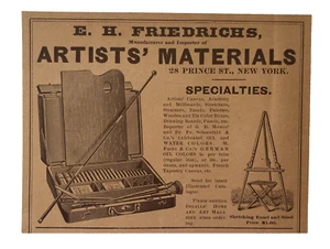 1891 viktorianische Künstlermaterialien Werbung Staffelei Pinsel antiker Druck AD - Bild 1 von 1