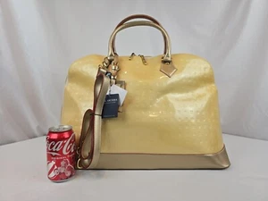 Arcadia Reisetasche Wochenendtasche echt Lackleder XL geprägtes Logo creme - Bild 1 von 16