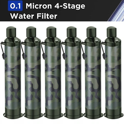 WAKIWAKI Personal Water Filter Straw for Backup Filtration,Emergency,Survival4Stage 0.1μm