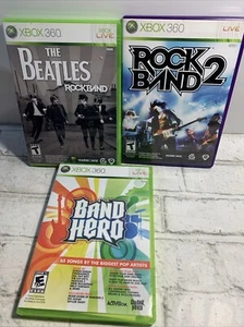 XBOX 360 Rock Band 2+ Band Hero + The Beatles- Lot Of 3 w/ Manuals Tested - Picture 1 of 8