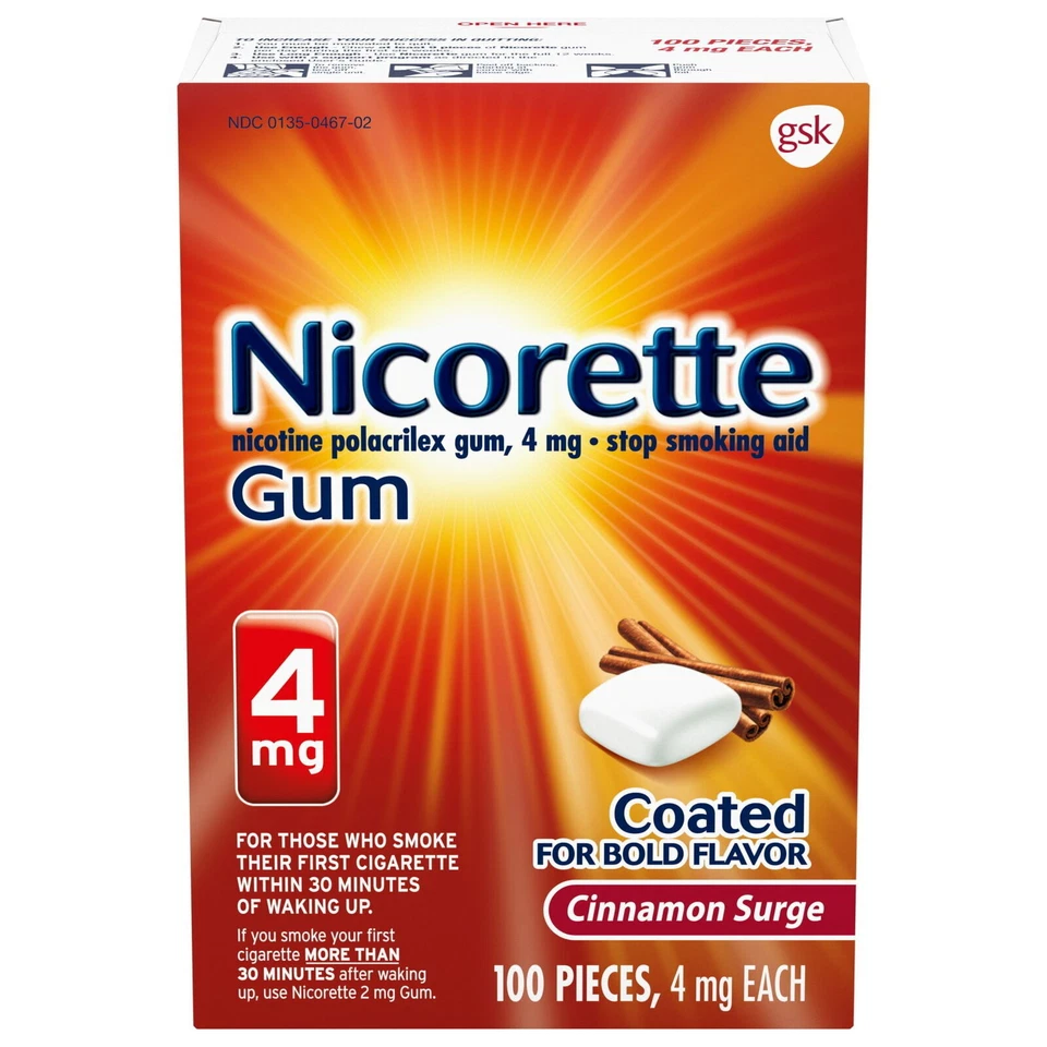 Nicorette Cinnamon Surge 4mg Nicotine Gum 100 Count - Exp 2027 / 2028 - Image 1 of 1