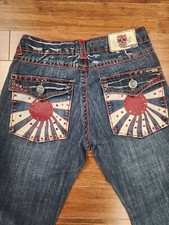 Laguna Beach Jeans Co. Mens Jeans Size 33/32 Sun Ray Red Jewels Rare