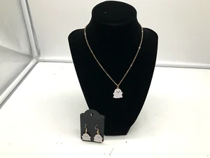 Metal 9-11in Halloween White Ghost Necklace & Earrings Set JEWLERY011 - Picture 1 of 8