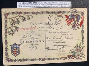 1919 Raymond NH USA Soldier Mail OAS Postcard Cover To Tremont - Picture 1 of 3