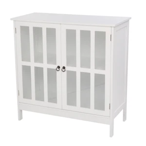 FCH Transparent Double Door Side Cabinet White - Picture 1 of 8