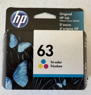 HP63 63 ink cartridge Tri-color NEW exp July 2022 printer sealed - Image 1 of 4