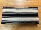 Vtg Boussac Lumbar Pillow Pierre Frey Linen & Velvet Stripe Tan/black 22 X 12